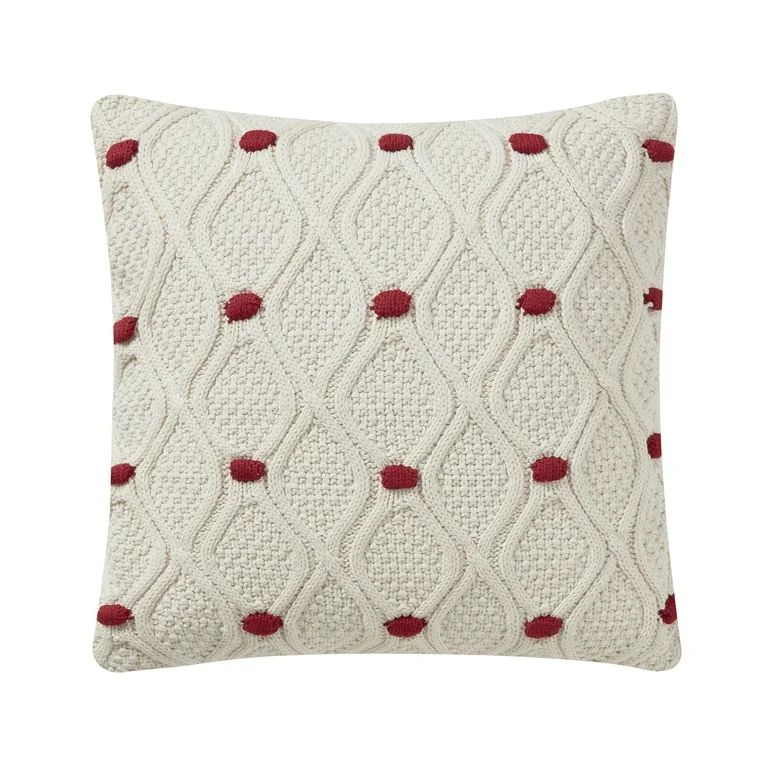My Texas House Lucia 20" x 20" Red Cable Knit Cotton Decorative Pillow Cover | Walmart (US)