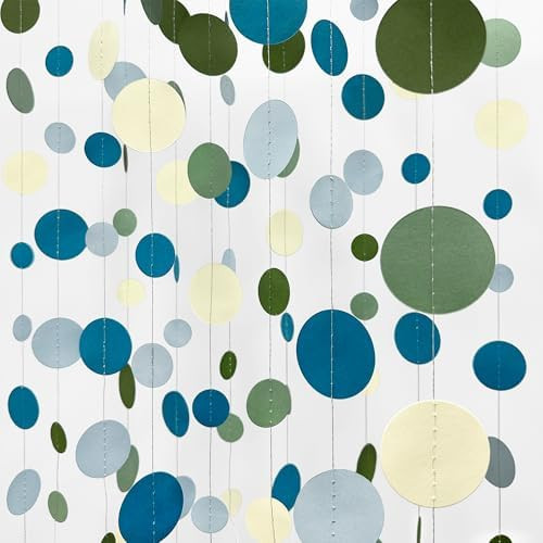 Sage Green and Dusty Blue Party Decorations Polka Dots Garlands Hanging Paper Circle Dots Streame... | Amazon (US)