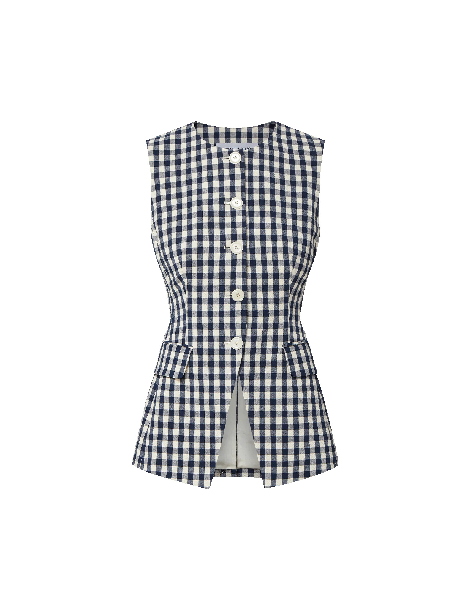 Lois Gingham Vest in Navy/Dove White | Veronica Beard | Veronica Beard