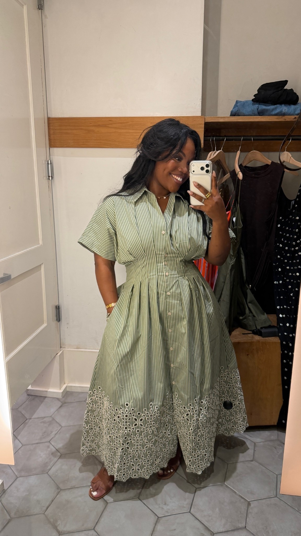 Perfect dress for church or Easter  💐 love how it hugs the waist and the pleated details

Dress: Size M

Linking the rest of my Anthropologie try on below! 

Spring dresses, Easter outfits, Easter dresses, spring outfits 2026, Emmy Petit

#LTKMidsize #LTKPetite #LTKSeasonal