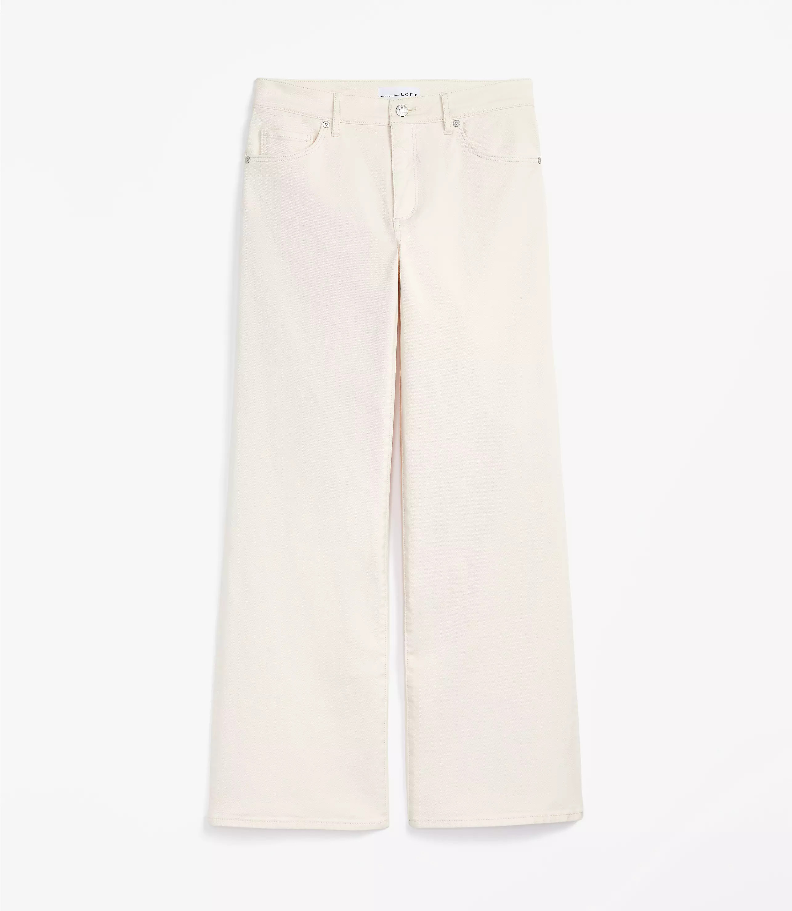 Mid Rise Wide Leg Jeans in Ivory | LOFT