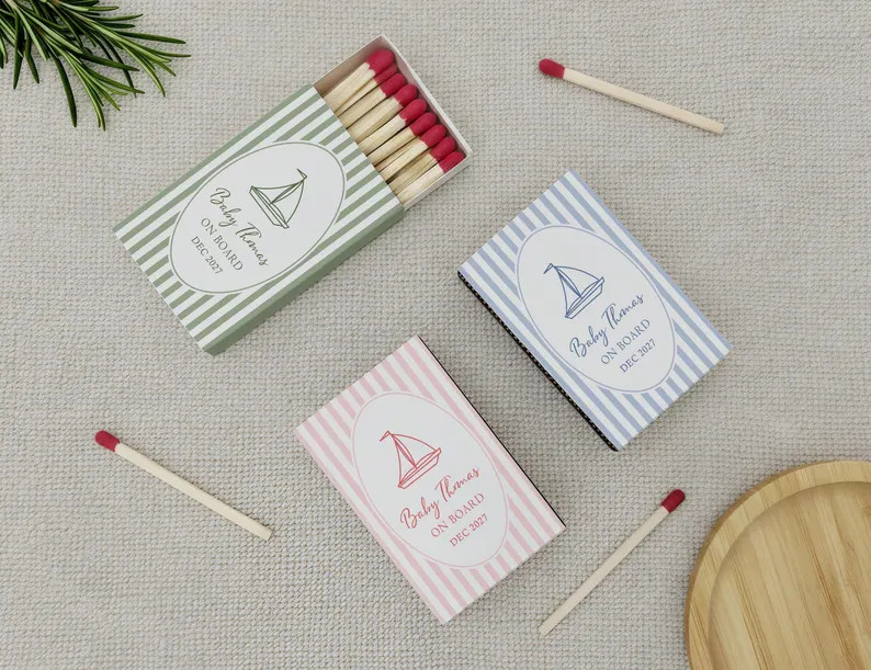 Ahoy It's a Boy Baby Shower Matchboxes, Nautical Party Favors for Guests, Summer Sailboat Baby Re... | Etsy (Global)