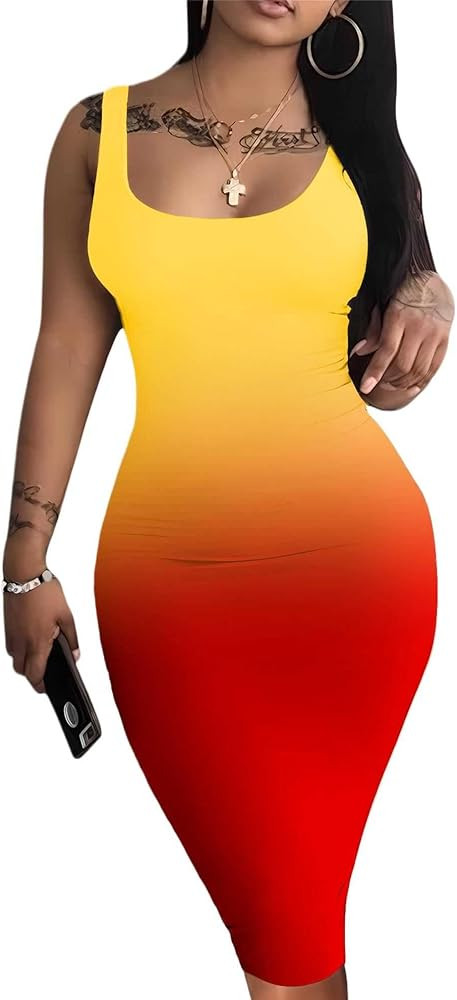 Mrskoala Women Midi Tank Dresses Casual Sexy Club Dress Summer | Amazon (US)