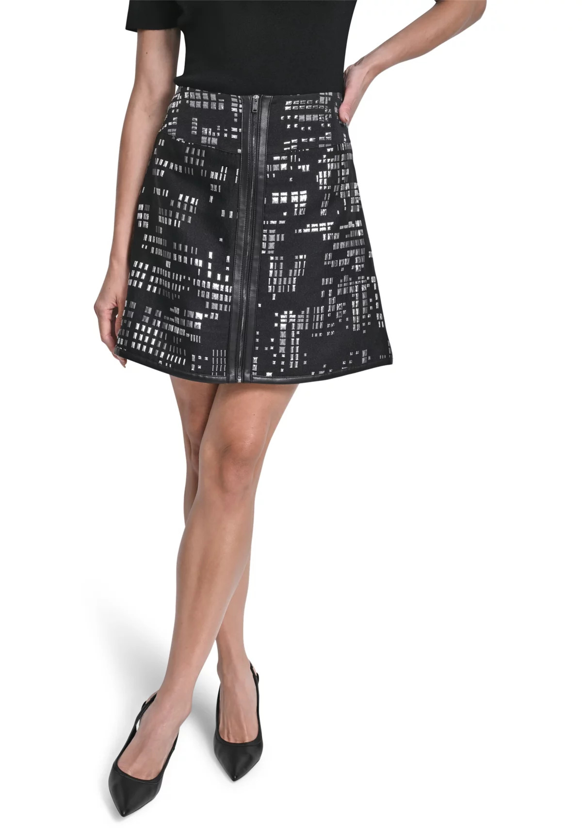 DKNYWomen's Abstract Jacquard Zip Front Mini Skirt | Belk