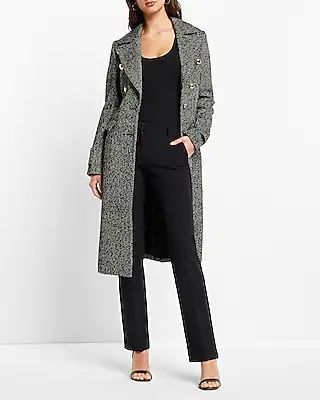 Speckled Tweed Novelty Button Trench Coat | Express