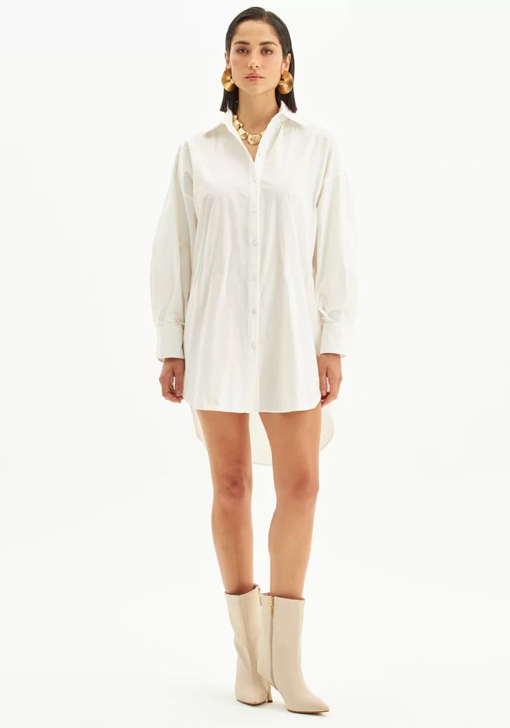 Vestido Branco Lança Perfume Chemise Mullet | ZZ Mall (BR)