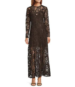 Antonio Melani Susan Lace Long Sleeve Round Neckline Maxi Dress | Dillard's | Dillard's