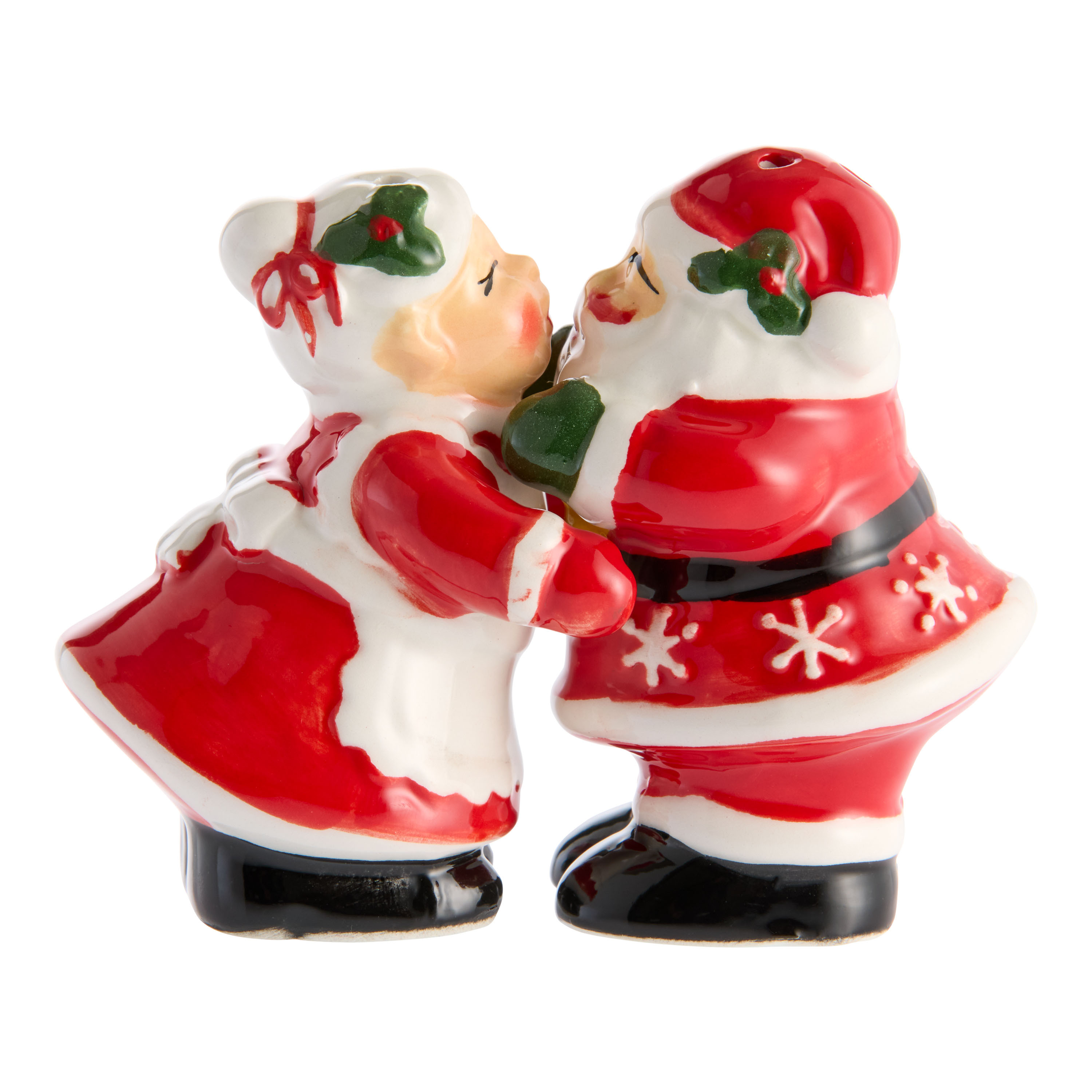 Santa and Mrs. Claus Kissing Figural Salt and Pepper Shaker Set | World Market