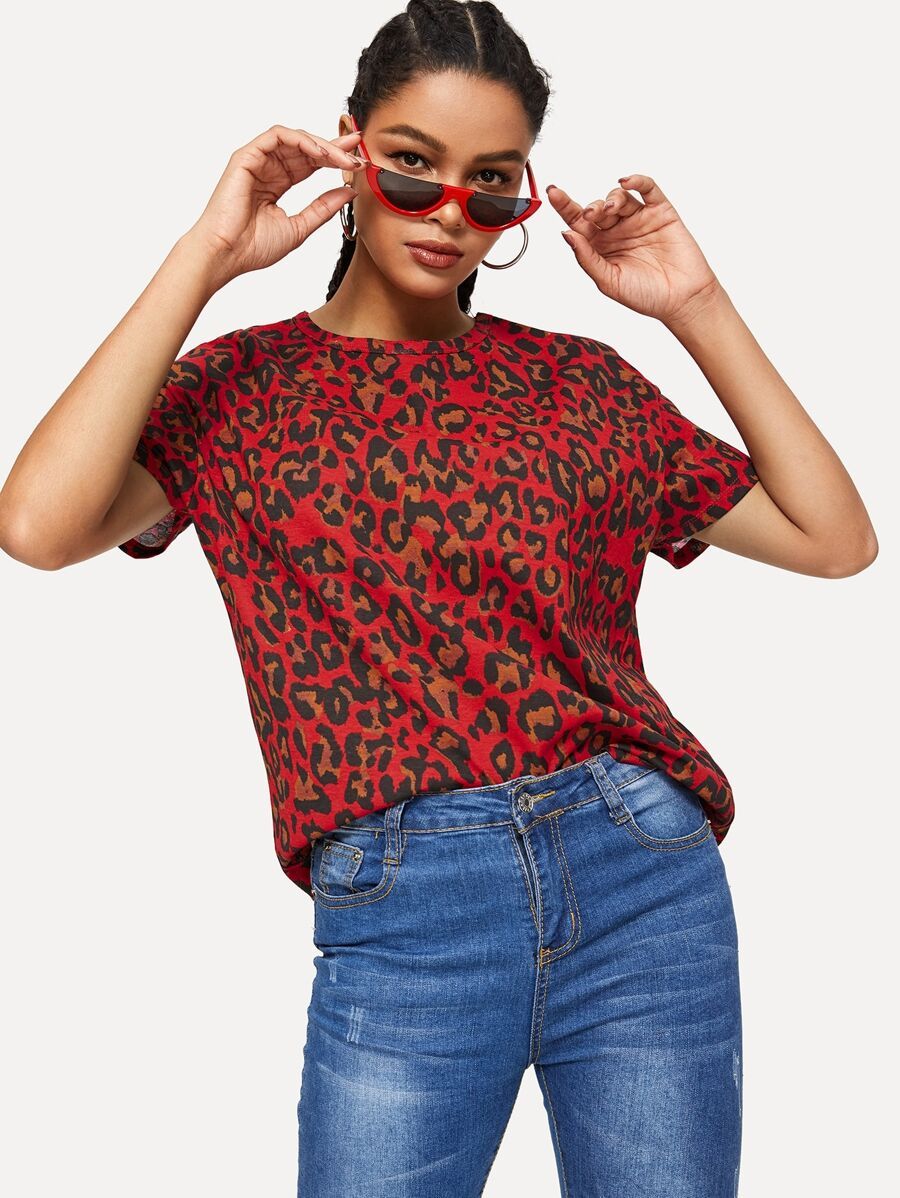 Leopard Print Boxy Tee | SHEIN