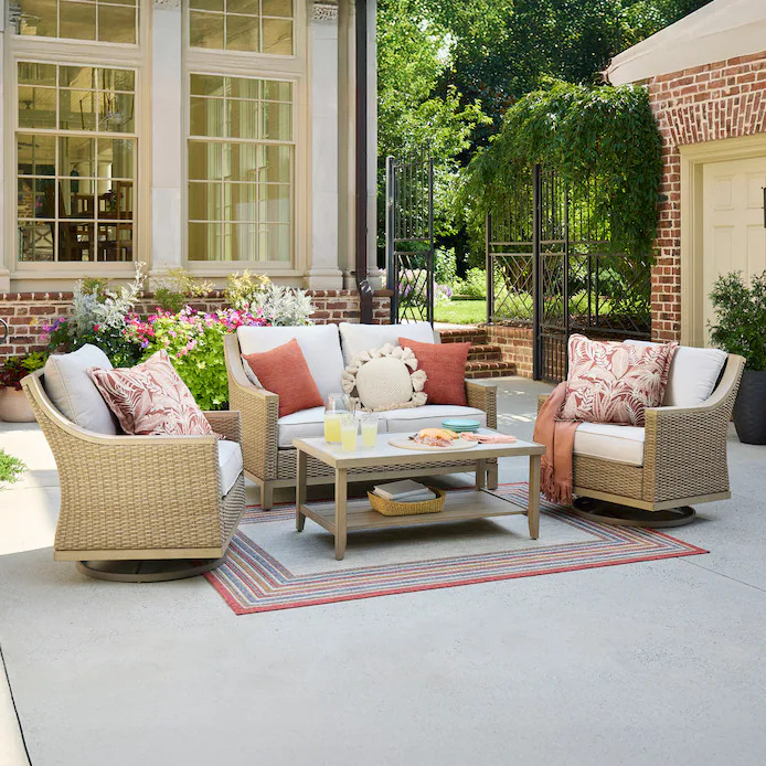 allen + roth Rosedale 4-Piece Patio Conversation Set with Cream Cushions | Lowe's