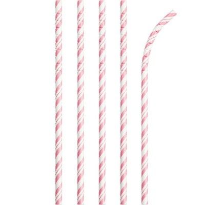 24ct Baby Shower Pink Straws | Target