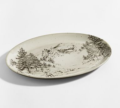 Rustic Forest Stoneware Serving Platter | Pottery Barn (US)