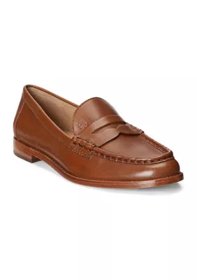 Lauren Ralph Lauren Women's Wynnie Burnished Leather Loafers, Tan, 9.5M | Belk