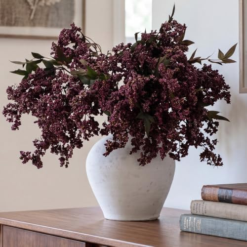 3 Pcs Artificial Dusty Plum Berry Stem 42'' Fall Faux Flowers | Amazon (US)