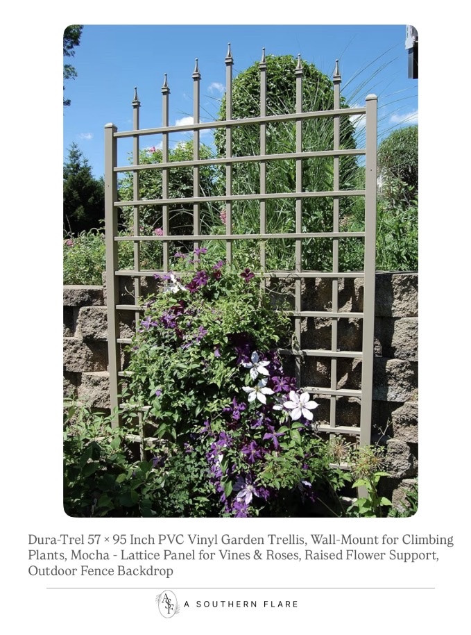 Transform your garden with this beautiful trellis. Perfect for climbing plants and adding a touch of elegance. #GardenGoals