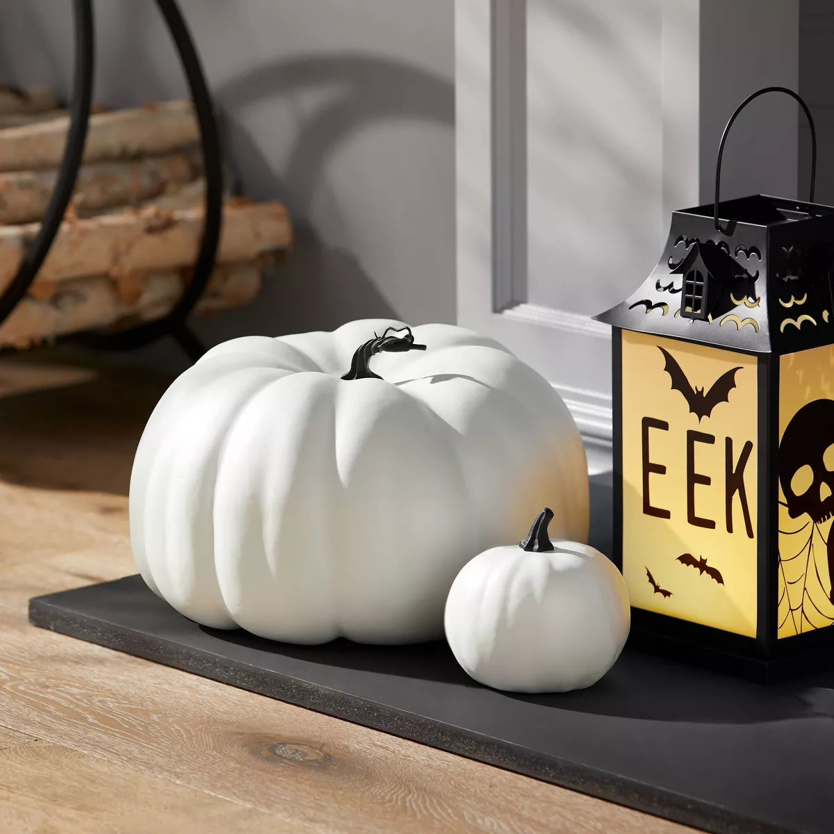 14" Painted Pumpkin Warm White Halloween Decorative Sculpture - Hyde & EEK! Boutique™ | Target