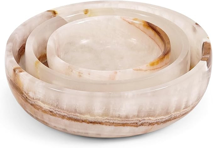 Marble Bowls Set of 3 Handmade White Onyx Small Mixing Plates & Dishes for Dinnerware & Accessori... | Amazon (US)