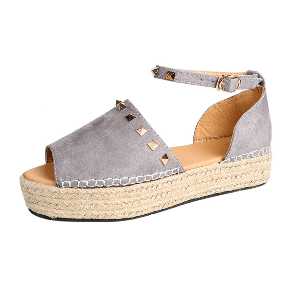BEAUTYVAN Women's Platform Wedge Sandals Summer Ankle Strap Buckle Peep Toe Sandals Shoes Espadri... | Amazon (US)