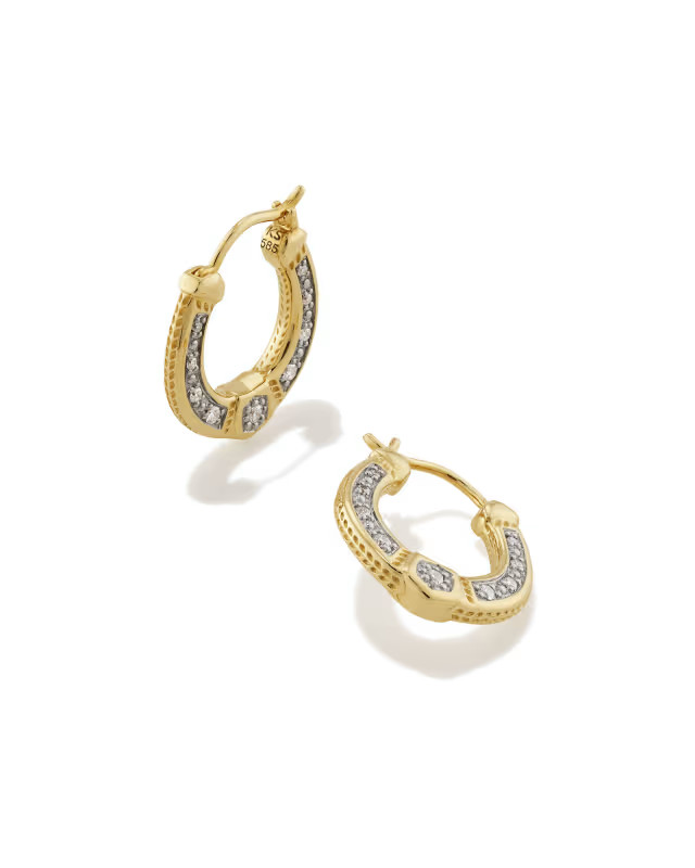 Noble 14k Yellow Gold Huggie Earrings in White Diamond | Kendra Scott