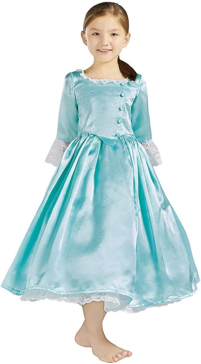 Royal Colonial Girl Child Princess Costume Hamilton Elizabeth Schuyler Angelica Peggy Cosplay Kid... | Amazon (US)