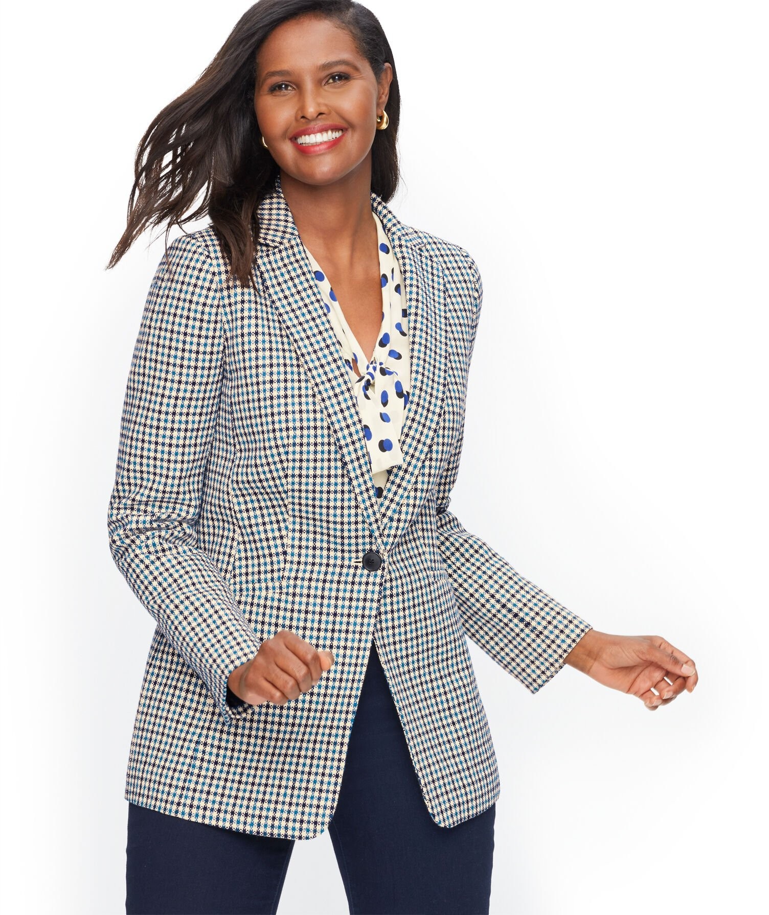 Plaid Single Button Blazer | Talbots