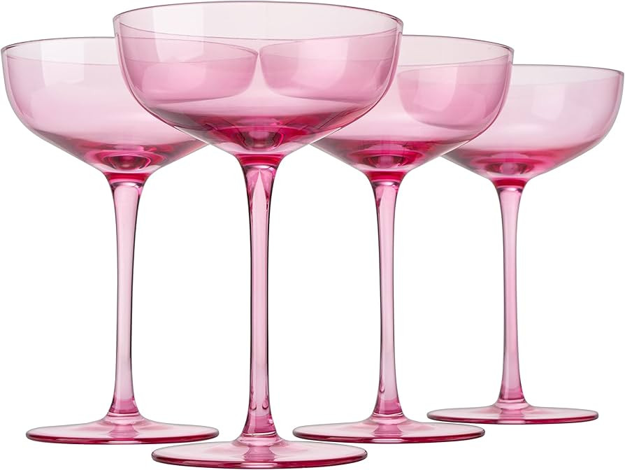 The Wine Savant Colored Coupe Glass | 7oz | Set of 4 Valentines Day Colorful Champagne & Cocktail... | Amazon (US)