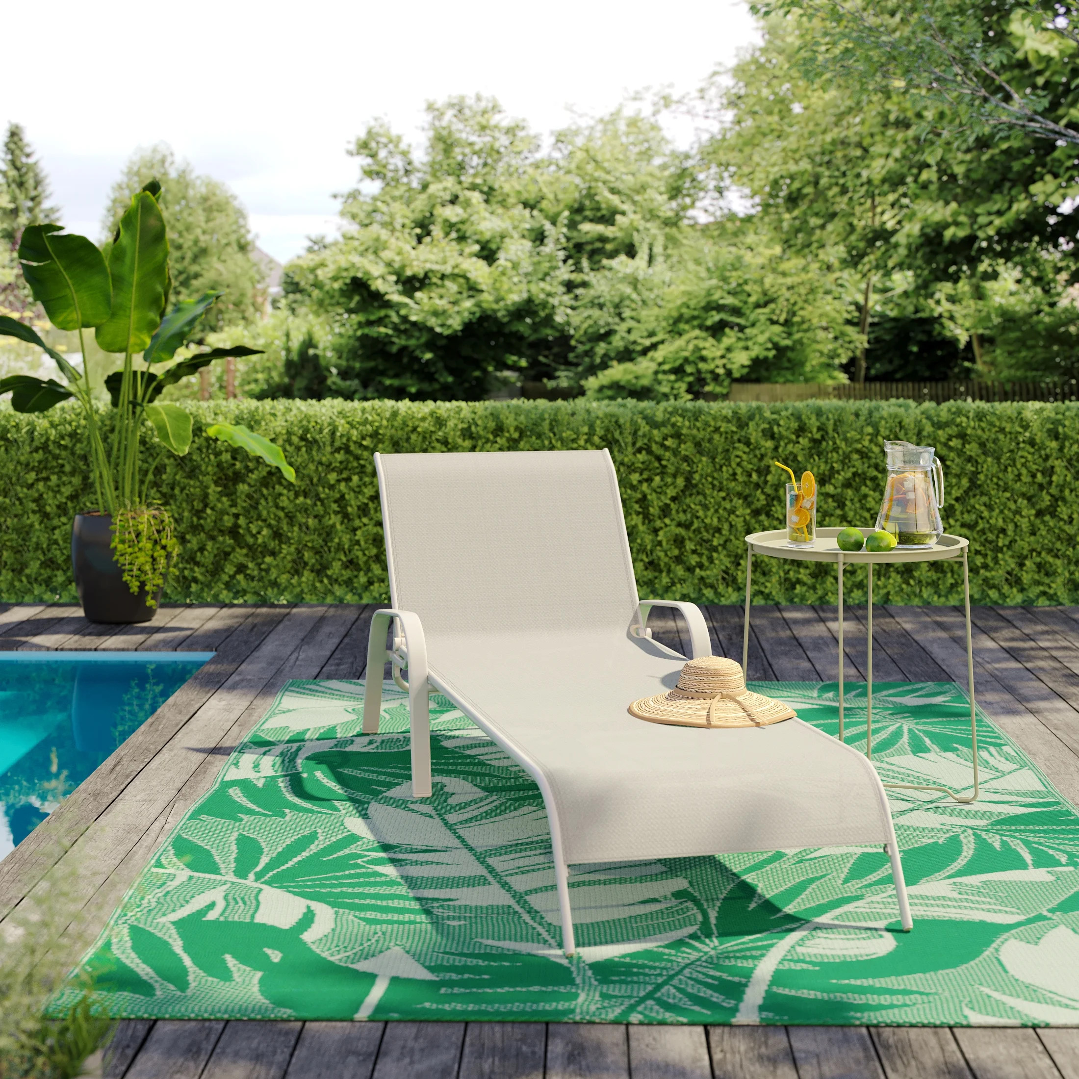 Mainstays Patio Steel Stacking Outdoor Lounger, Greige | Walmart (CA)