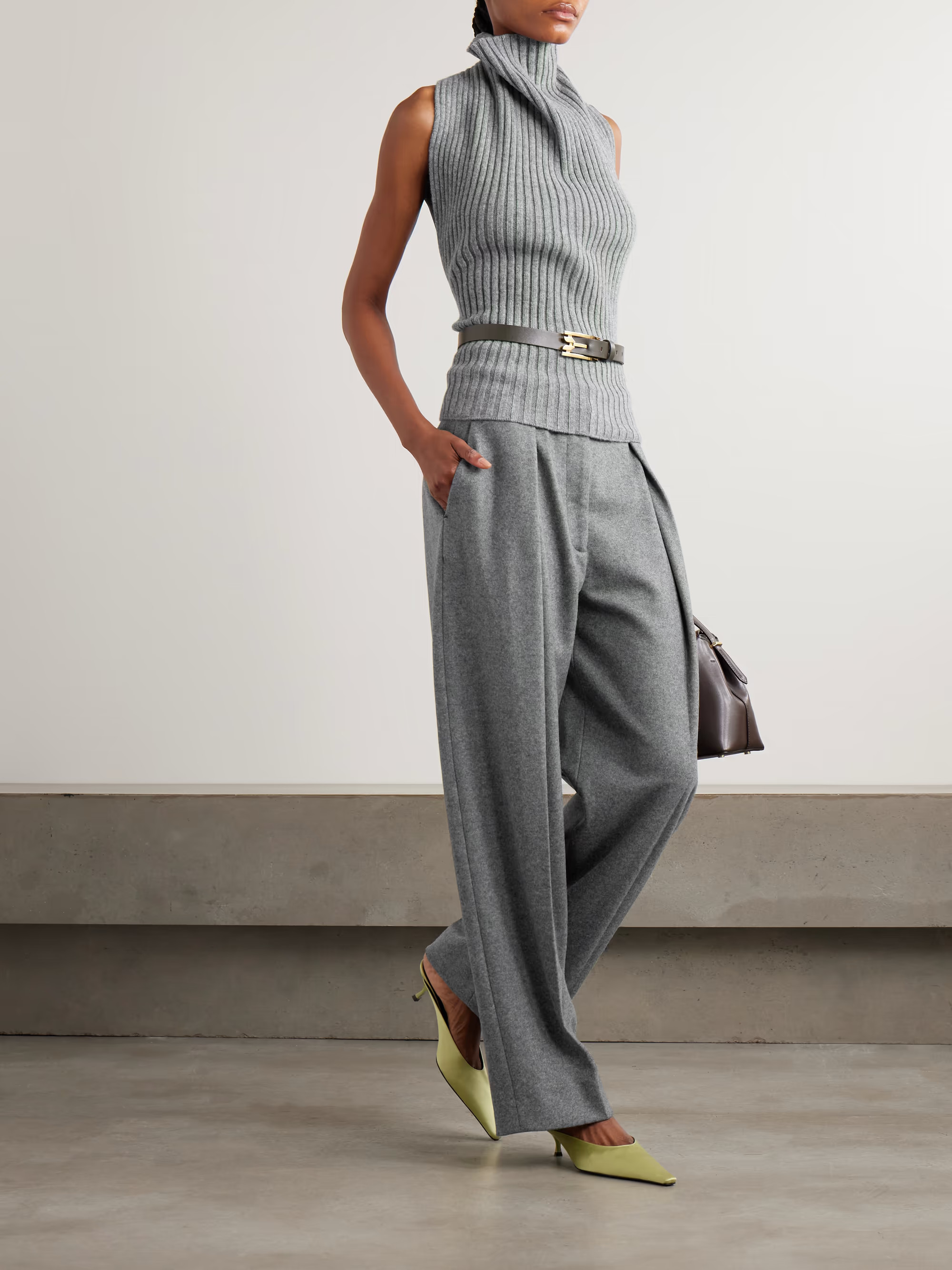 Open-back draped ribbed wool-blend top | NET-A-PORTER (US)