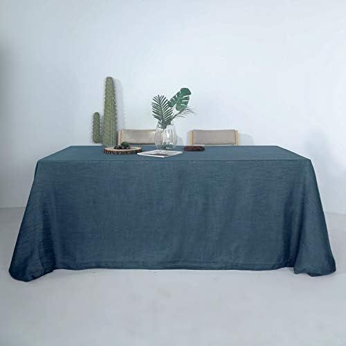 Efavormart 90x132 Blue Premium Faux Linen Rectangular Tablecloth | Wrinkle Free Tablecloth | Amazon (US)