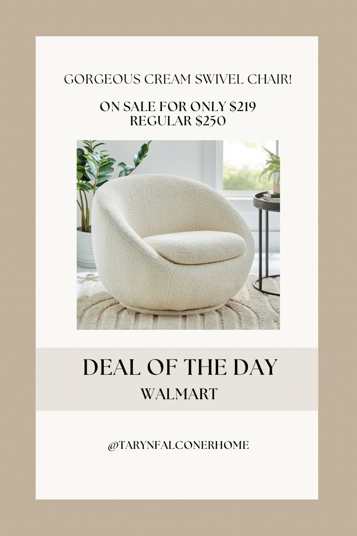 ON SALE! Gorgeous cream swivel chair!

#accentchair #swivelchair #homefind #livingroomfurniture #cozyhome #neutraldecor #chair

#LTKcasa #LTKsale

#LTKSaleAlert #LTKHome