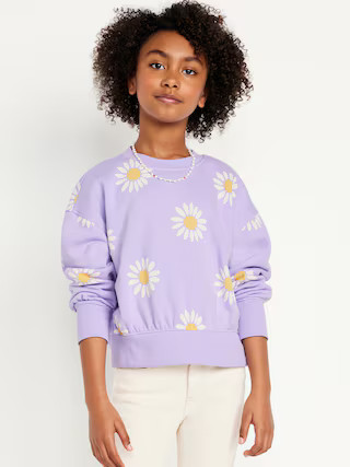 Vintage Oversized Crew-Neck Graphic Sweatshirt for Girls | Old Navy (US)