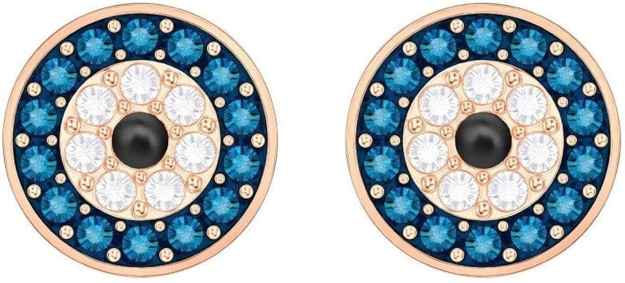 Swarovski Luckily Women's Evil Eye Stud Earrings, Clear, Blue and Black Crystals with a Rose-Gold... | Amazon (US)