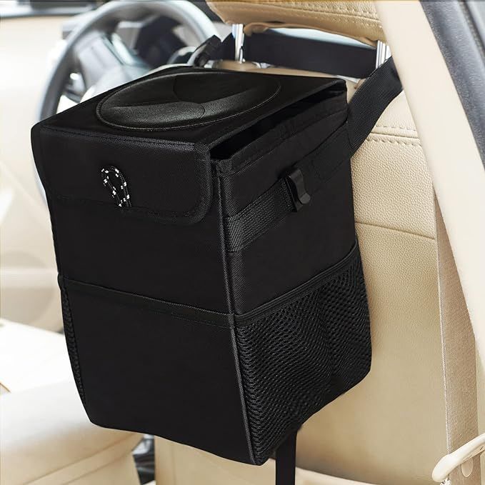 A AUESNY Upgraded Car Trash Can with Lid and 3 Storage Pockets, 100% Leak-Proof Car Organizer, Wa... | Amazon (US)