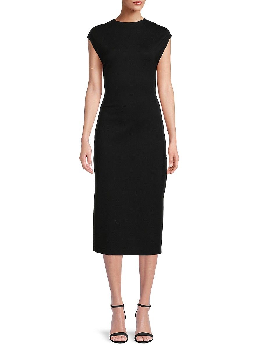 Calvin Klein Women's Cap Sleeve Midi Sheath Dress - Black - Size 6 | Saks Fifth Avenue OFF 5TH