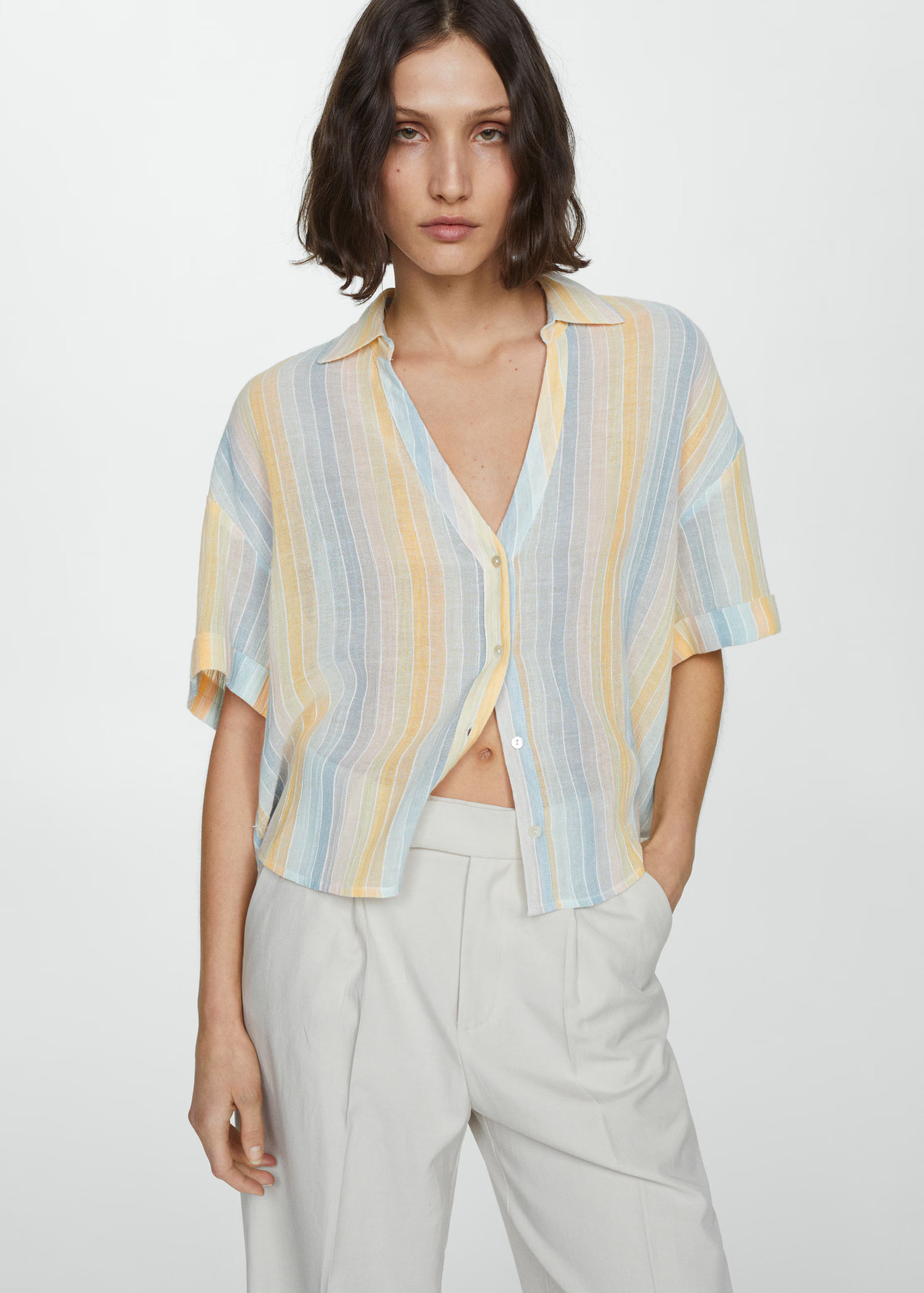 Semi-transparent striped shirt - Women | MANGO USA | Mango (US/MX/AU)