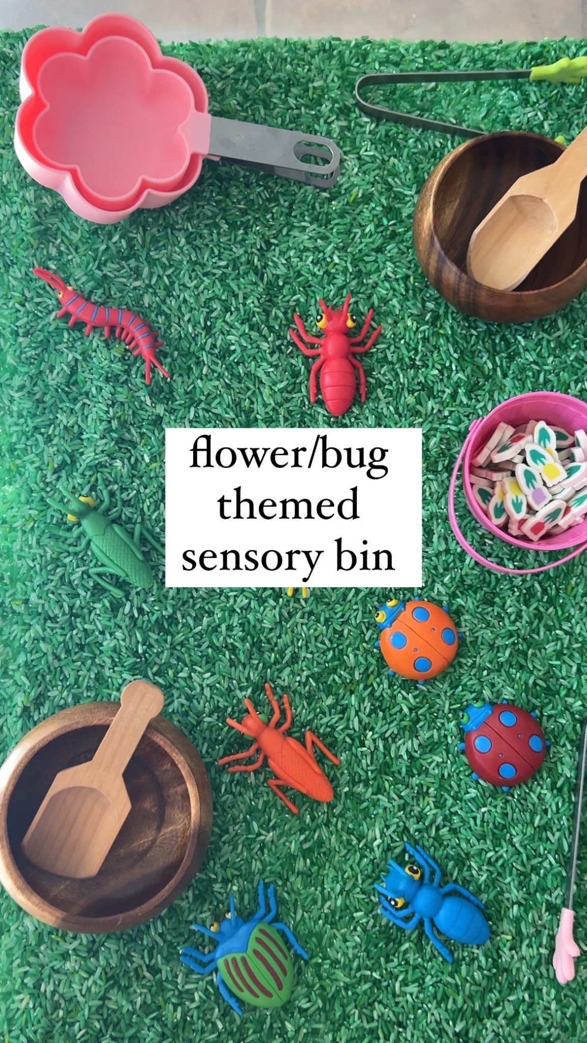 Spring sensory bin for my busy toddlers!

The mini flowers erasers are from Target years ago and wooden bowls I got from a farmers market

#LTKKids #LTKSeasonal #LTKFamily