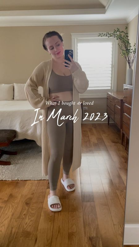 What I bought & loved in March 2023:

1. Amazon Long Cardigan ($46). Several Instagrammers have and recommend this cardigan so I finally caved when I saw it on lightening deal last week (I actually snagged mine for $35). I love the weight of the knit — it’s chunky without being bulky and would be great as a house cardigan or a spring cover-up. My only complaint is how hard the wrinkles are to get out! I steamed this cardigan twice before shooting this video. Maybe I’ll try ironing it?

2. Summer Fridays Cherry Butter Balm ($24). I’ve searched for a clean, tinted balm for a long time. This gorgeous new cherry balm is a beautiful pop of color on my pale skin and very moisturizing.

3. Adidas Sport Slide ($55). Last summer I wore a white pair of Birkenstocks to DEATH and have been searching for a replacement for a while. When I saw these men’s slides I couldn’t get them out of my head. Maybe it’s the textural almost sculptural element but I love how unique these are. Even if Hubby calls them my Minecraft slides…

4. Lounge Sweater Set ($51). I have zero need for another sweater set but instantly fell for this one when I saw it. It took weeks to arrive (I actually ordered it in February) but was worth the wait. The material is very flattering and slimming and I love the slight flare in the pants.

5. Faux Budding Branches ($28 Each). I’ve tried so many times to keep flowering branches alive. I love how they look but they always seem to die on me within a week. Being unwilling to keep throwing away money on the real deal, I finally cracked and tried these faux branches. And they are GORGEOUS! Very realistic looking and unlikely to die on me anytime soon 😘😉

#LTKSeasonal #LTKunder50 #LTKxadidas