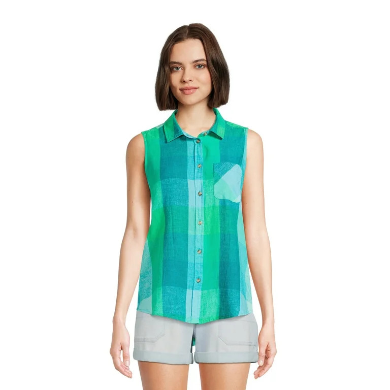 Time and Tru Women's Sleeveless Button-Down Shirt | Walmart (US)