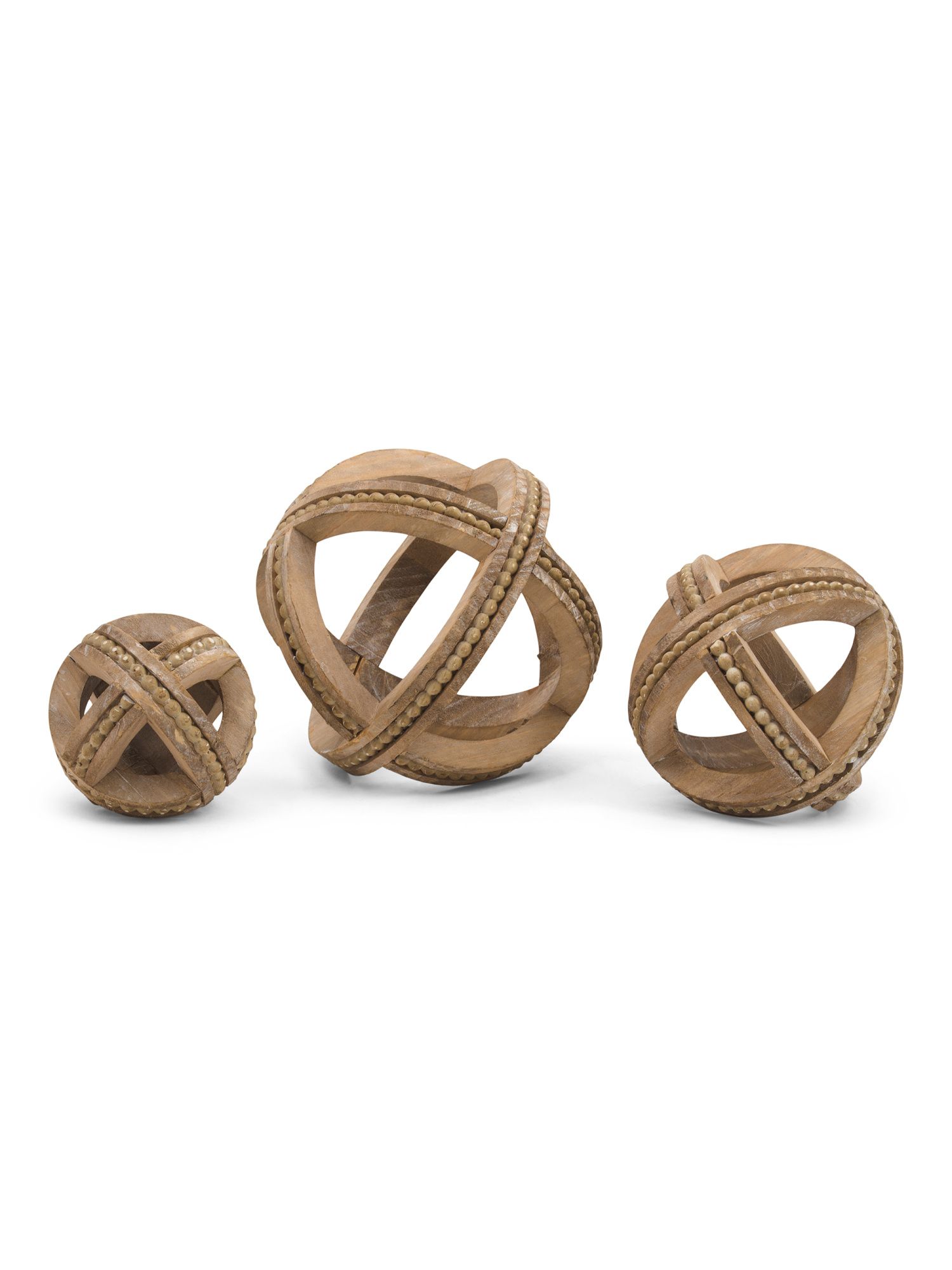 Set Of 3 Wooden Decorative Orbs | TJ Maxx