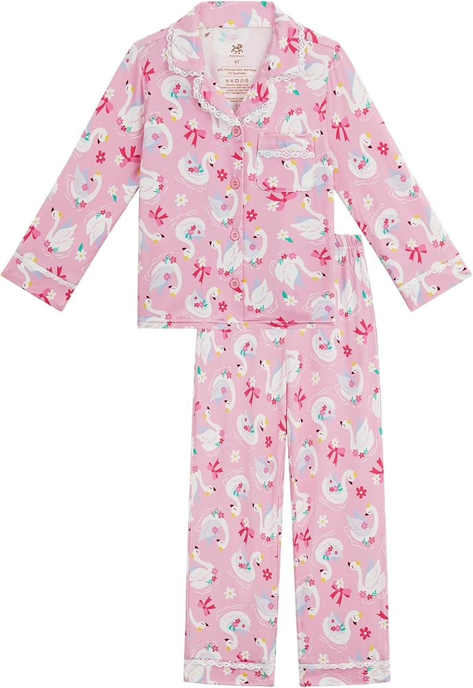 Toddler Girls' Bamboo Viscose Sleepwear Long Sleeve Button Down Girls' Pajama Sets | Amazon (US)