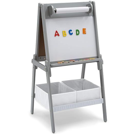 Delta Children Chelsea Double-Sided Storage Easel with Paper Roll and Magnets, Light Grey/White | Amazon (US)