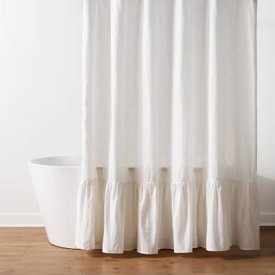 72"x72" Valentine's Day Ruffle Cotton Shower Curtain White - Threshold™ | Target