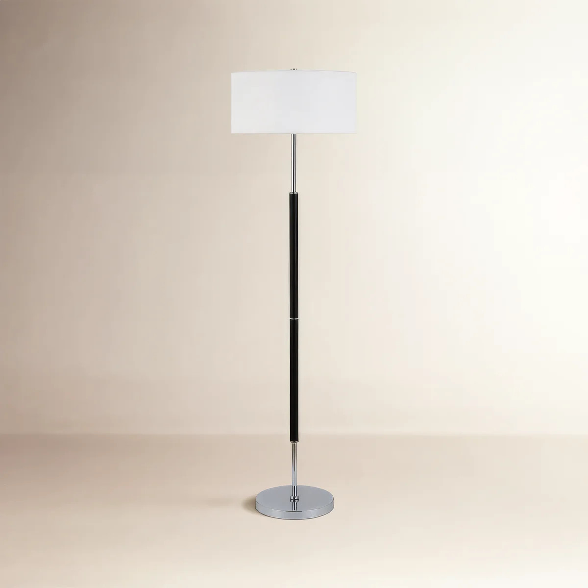 Olie 62 Inch Two-Tone Floor Lamp Fabric Drum Shade | Joss & Main