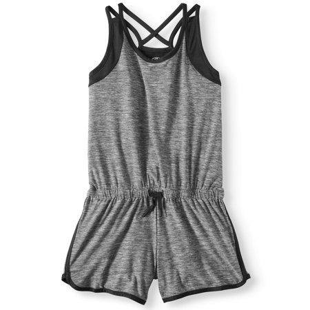 Athletic Works Heathered Racerback Active Romper (Little Girls & Big Girls) | Walmart (US)