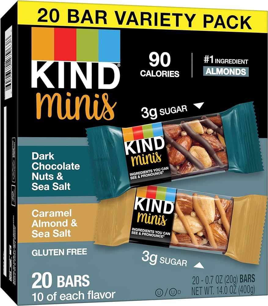 KIND Minis, Dark Chocolate Nuts & Sea Salt/ Caramel Almond & Sea Salt, 14 Oz (Pack Of 20) | Amazon (US)