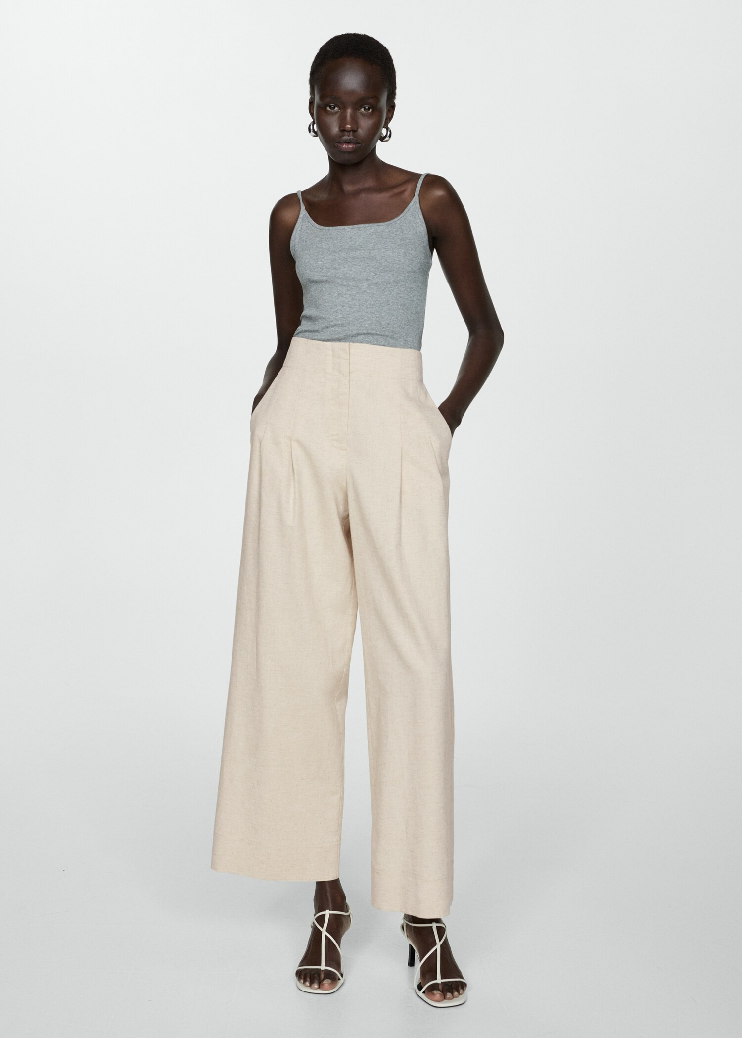 Wideleg pleated pants | MANGO (US)