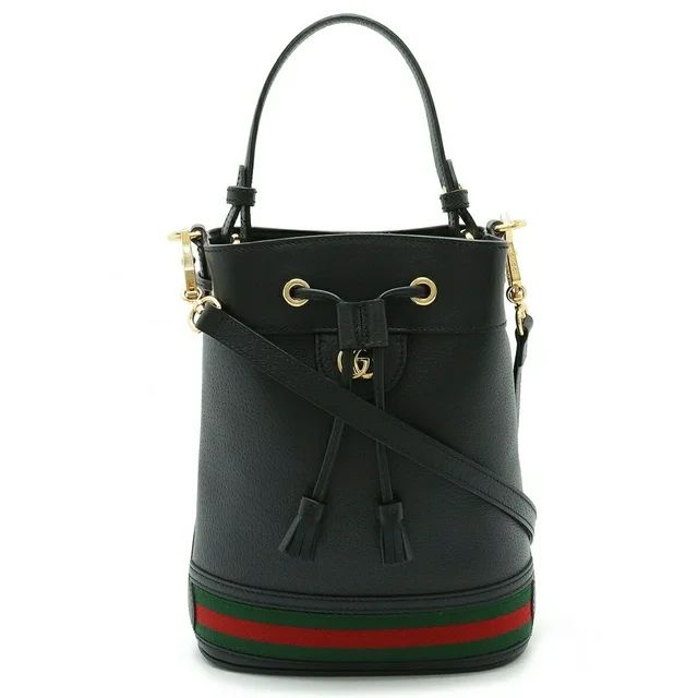 Pre-Owned GUCCI Ophidia Small Bucket Bag Web Line Handbag Shoulder Leather Black 610846 (Good) | Walmart (US)