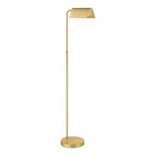 Hampton Bay Wesleigh 59 in. Aged Brass Standard LED Indoor Floor Lamp 3 CCT Dimmer Switch with Br... | The Home Depot