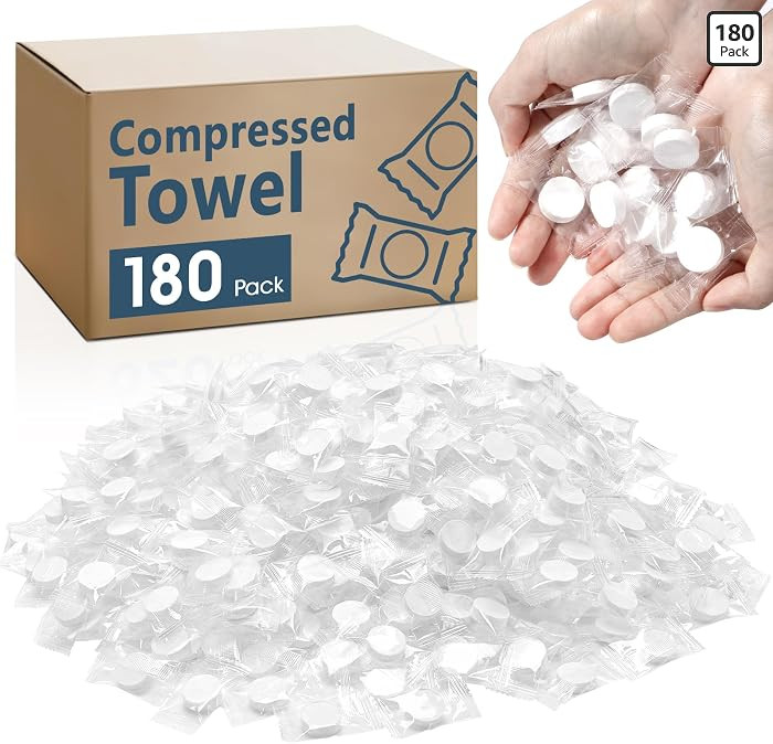 180 PCS Compressed Towel, Mini Compressed Towel Tablets, Disposable Compressed Face Towels, Campi... | Amazon (US)