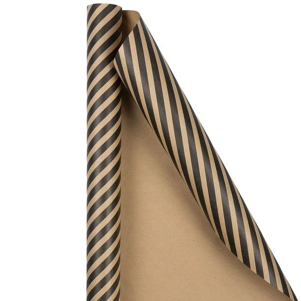 JAM Paper Brown Kraft & Black Stripe Wrapping Paper, All Occasion, 25 Sq. ft, 1/Pack | Walmart (US)